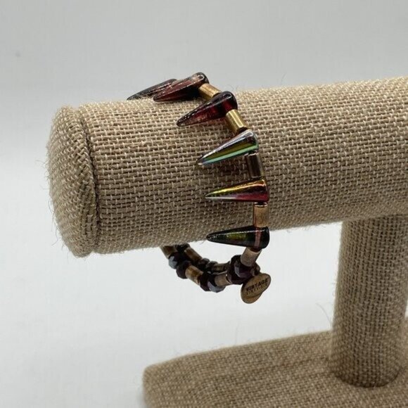 Alex and Ani Depths of the Wild Crimson Aura Wrap Bracelet Spiked Studded Gold - Picture 2 of 3